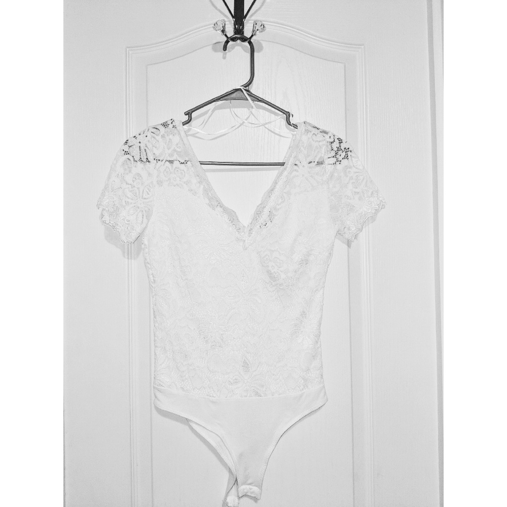White lace body suit